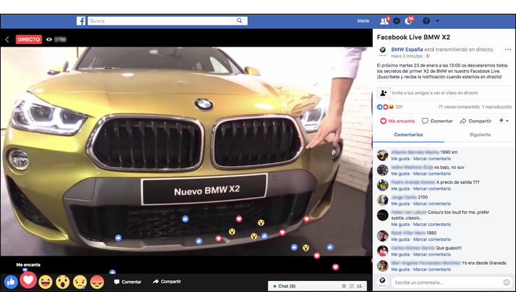 Facebook Live presentación nuevo BMW X2