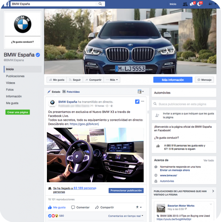 Facebook Live presentación nuevo BMW X3